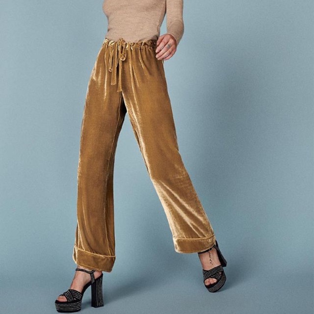 Gold Velvet Reformation Pants M